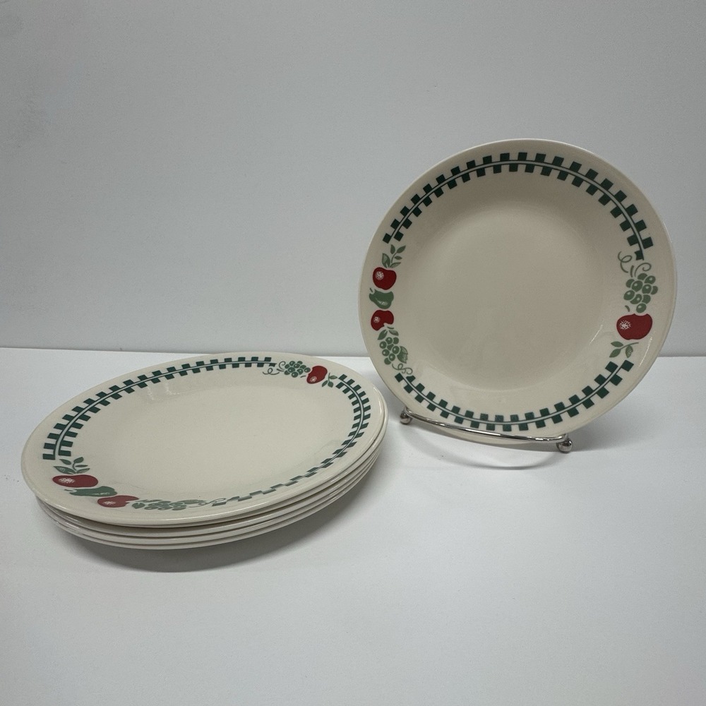 Corelle FARM FRESH  Bread And Butter Plates Green Check Set of 6 Corning 6 3/4"